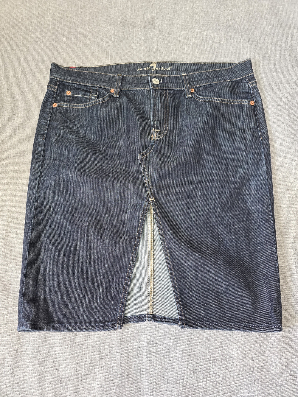 7 For All Mankind Dark Blue Slim Jeans Skirt Size 31
